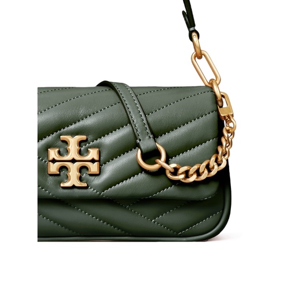 Tory Burch 85229 Kira Chevron Small Flap Shoulder Bag Sycamore Green/Rolled Gold