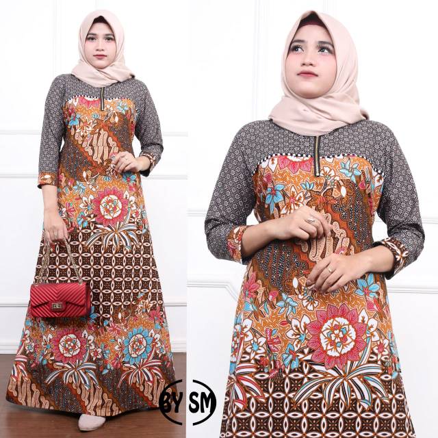 GAMIS MIWAH TRUNTUM KOMBINASI BATIK KONDANGAN KANTORAN SERAGAMAN MODERN