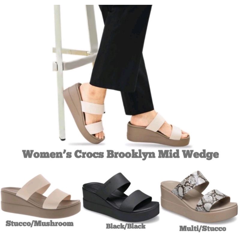 Crocs Brooklyn mid wedge / Sandal wedges / Sandal crocs / crocs wanita