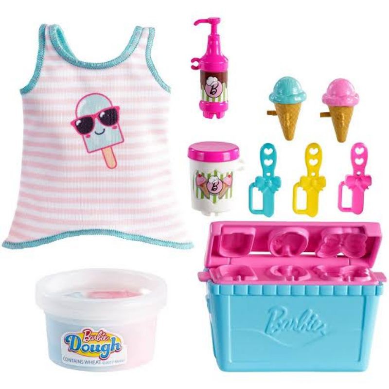 ORI original mattel barbie accessories playset ice cream kitchen cooking popcorn dough mainan anak