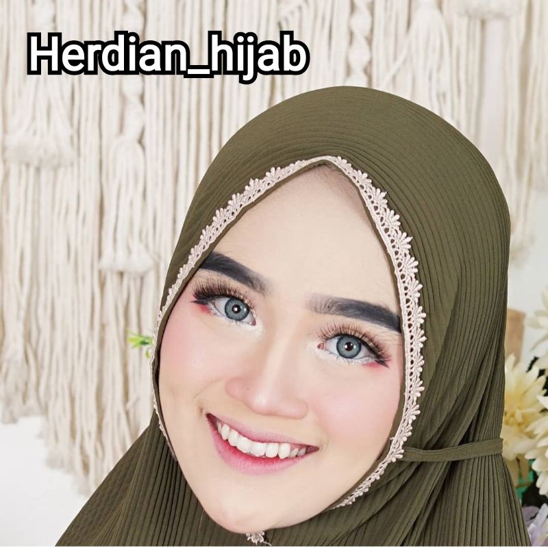 Hijab Instan Bergo Maryam Plisket renda Hijab Khimar Bergo Maryam Pliaket Renda Terbaru Hijab Bergo 