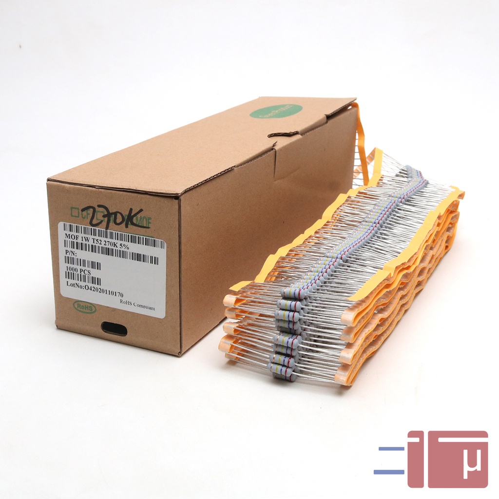 x10 Resistor 270K 1W Metal Oxide 5% Taiwan Kaki Tembaga