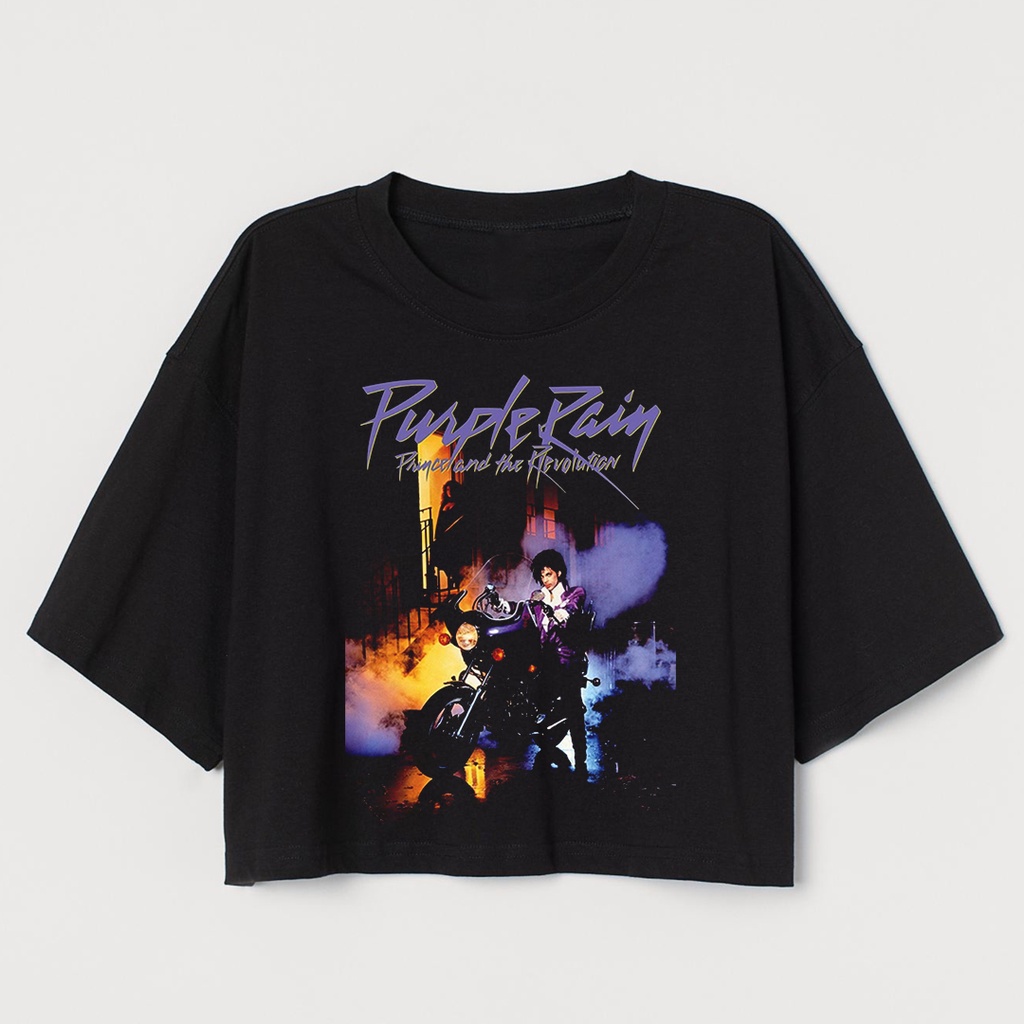 CROP TEE PURPLE RAIN | KAOS CROP TOP VINTAGE OVERSIZE H&M HITAM WANITA | CROPTEE WOMAN