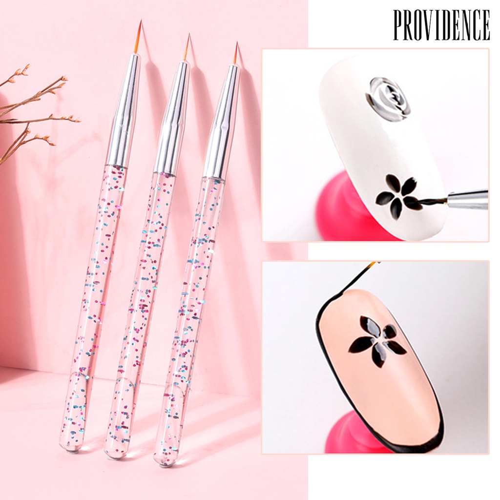 Providence 3Pcs/Set Nail Painting Pen Colorful Surface Ergonomics Handle Ultra Thin Flower Design Stripes Lines Liner DIY Drawing Pen for Manicure