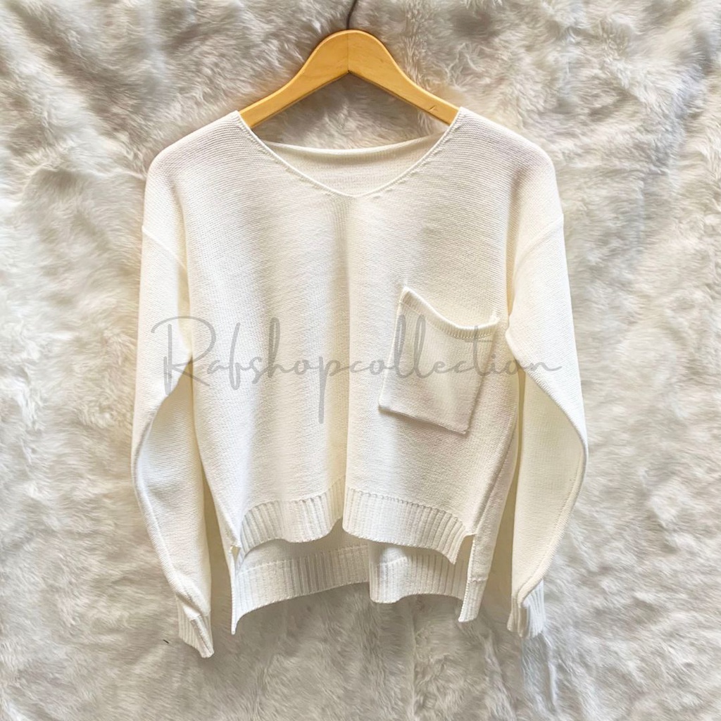 KAREEN POCKET 7GET  Atasan rajut_BLOUSE SAKU _korea style _Sweater Crop