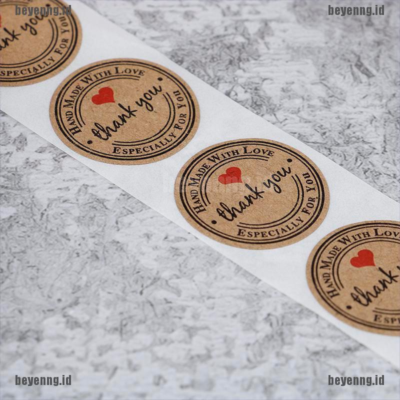 Bey 500pcs Stiker Label Bulat Tulisan Thank You Untuk Dekorasi Hadiah