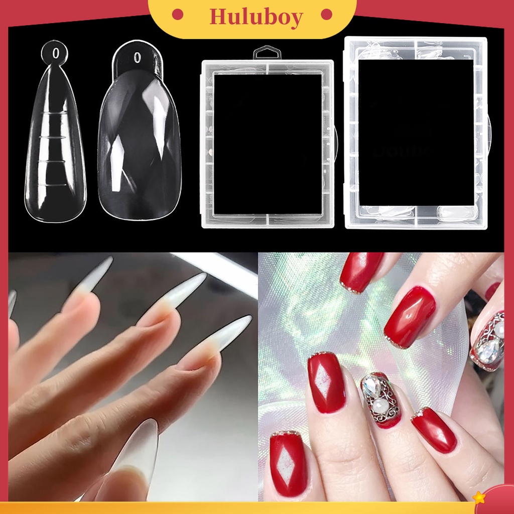 Huluboy Huluboy♡ 120pcs / Set Kuku Palsu Extension Bahan ABS Dapat Dilepas Untuk Salon Nail Art