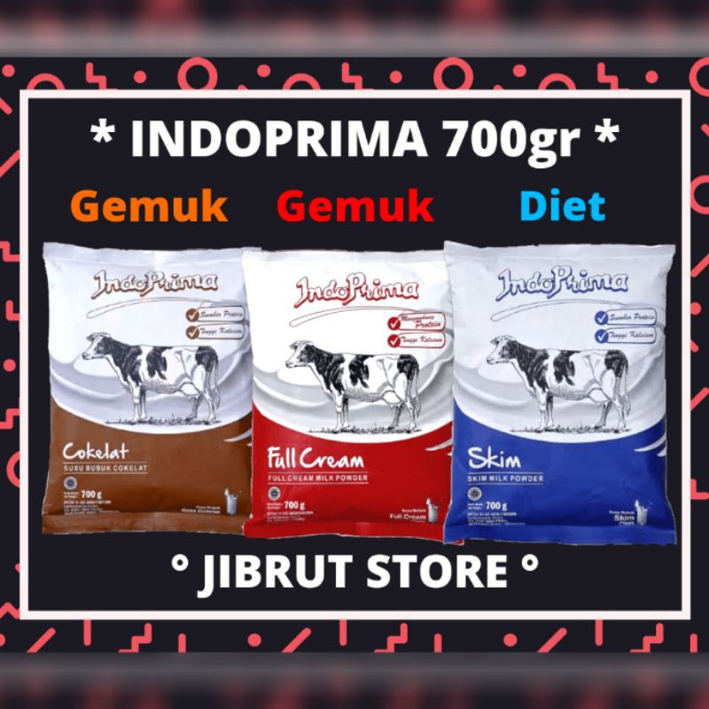 INDOPRIMA FULL CREAM COKLAT DAN SKIM SUSU BUBUK 700gr