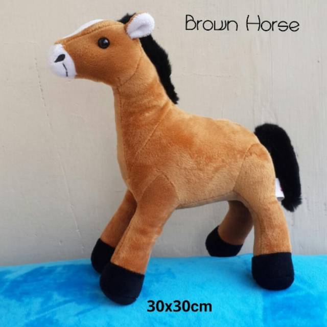 BONEKA KUDA Standing real brown horse medium 13&quot;