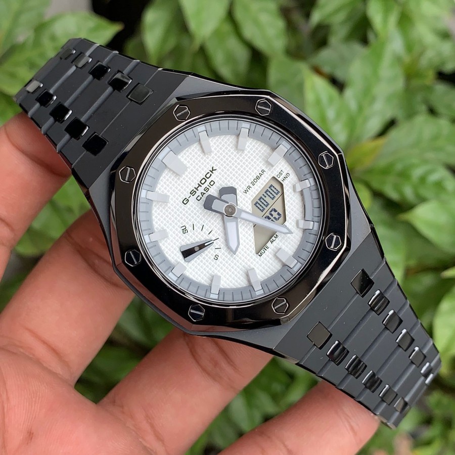 Jam Tangan Gshock GA 2100 White Black Chrome 44mm