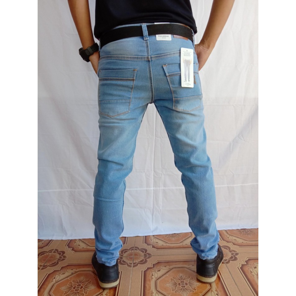 CELANA SKINNY JEANS/CELANA PENSIL HITAM BAHAN MELAR/JEANS PANJANG PRIA