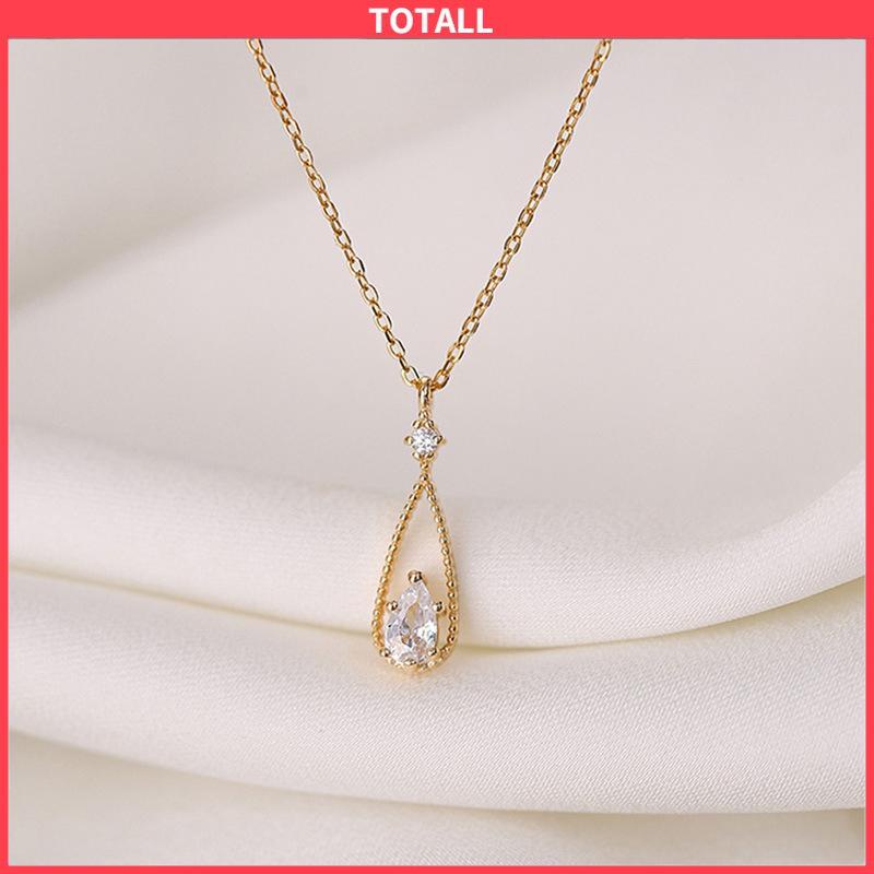 COD Fashion Indah Water Drop Zircon Kalung Wanita Sederhana Temperamen Rantai Klavikula-Totall