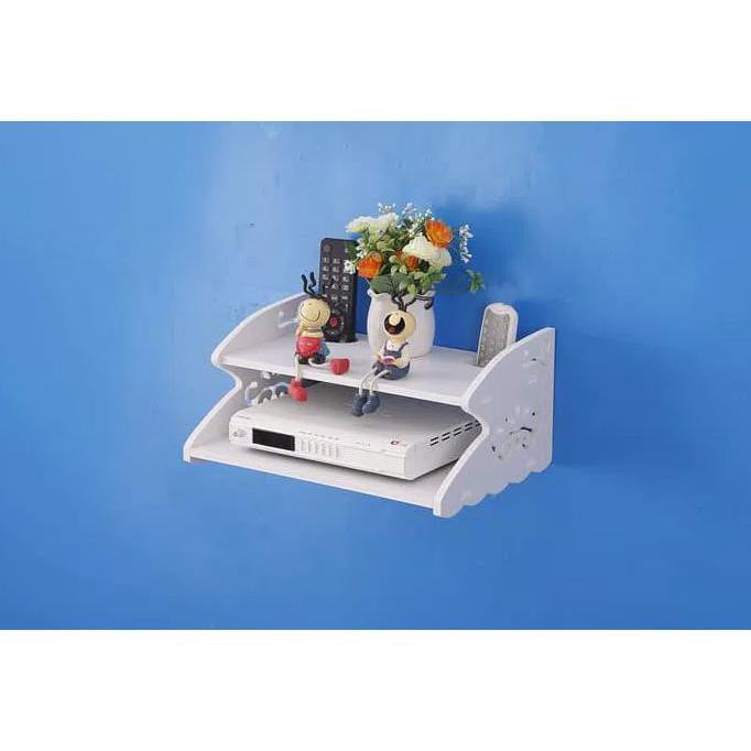 Siapkirim# Rak Dinding Rak Wifi Rak Gantung Wpc Holder Wifi / Dvd / Remote - Putih