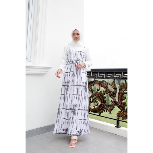 ATLEYA MAXI DRESS (Gamis lebaran Ld 102 pjg 135) - Maxi Rayon Tie Dye Combi Brukat