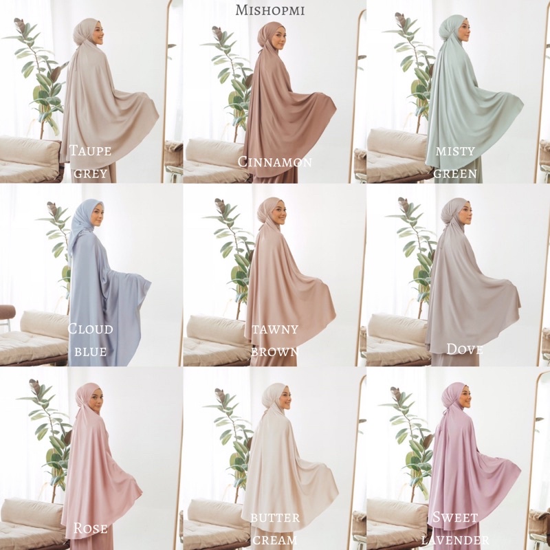 Khanza Luxury Prayer Set Taupe Grey Rose Cinnamon by Kienka.id Mukena Kienka