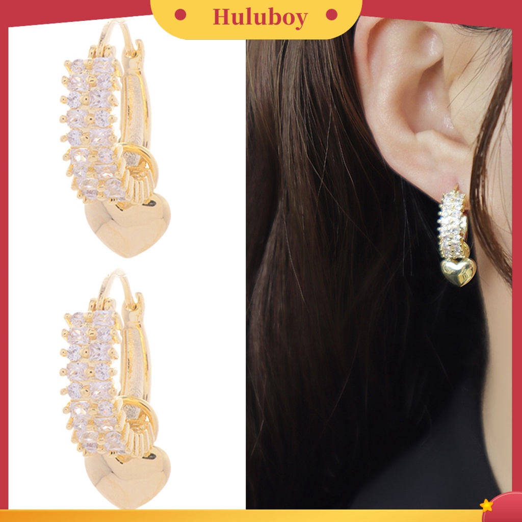 Hu Hu Hu Hu Hu Alat Bantu Pasang Kacamata♡ 1 Pasang Anting Hoop Bentuk Hati Bahan Alloy Untuk Wanita