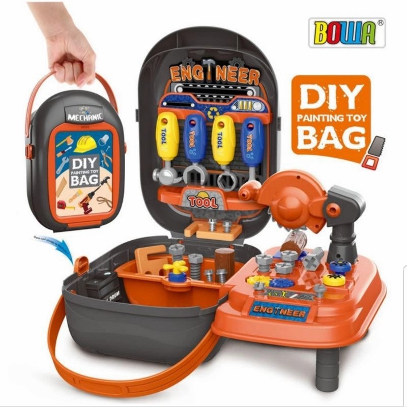 Mainan anak alat pertukangan DIY bag tools premium tool