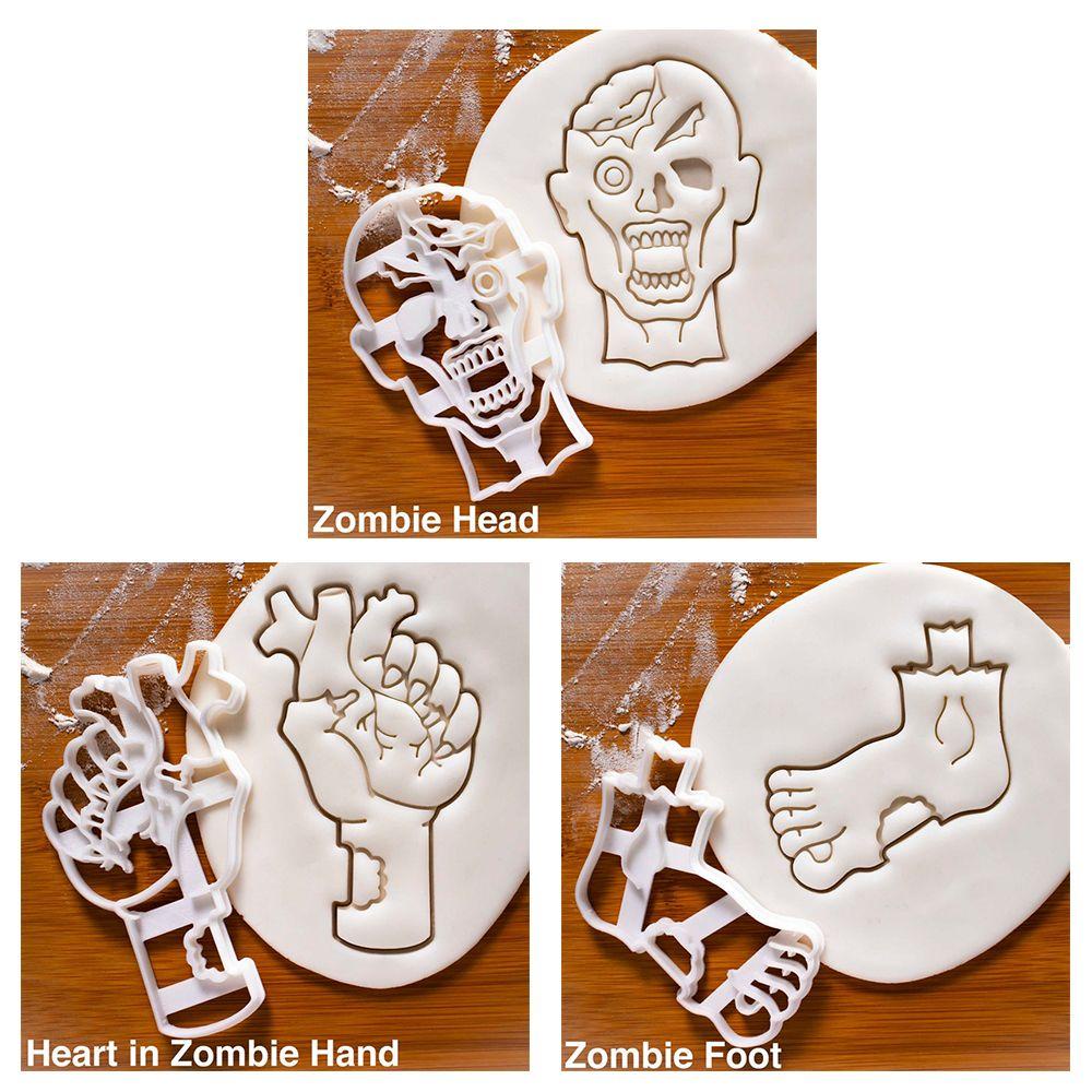 Solighter 3pcs Cetakan Kue Kering Embosser Coklat Biskuit Cap Cookie Cutter Pesta Halloween