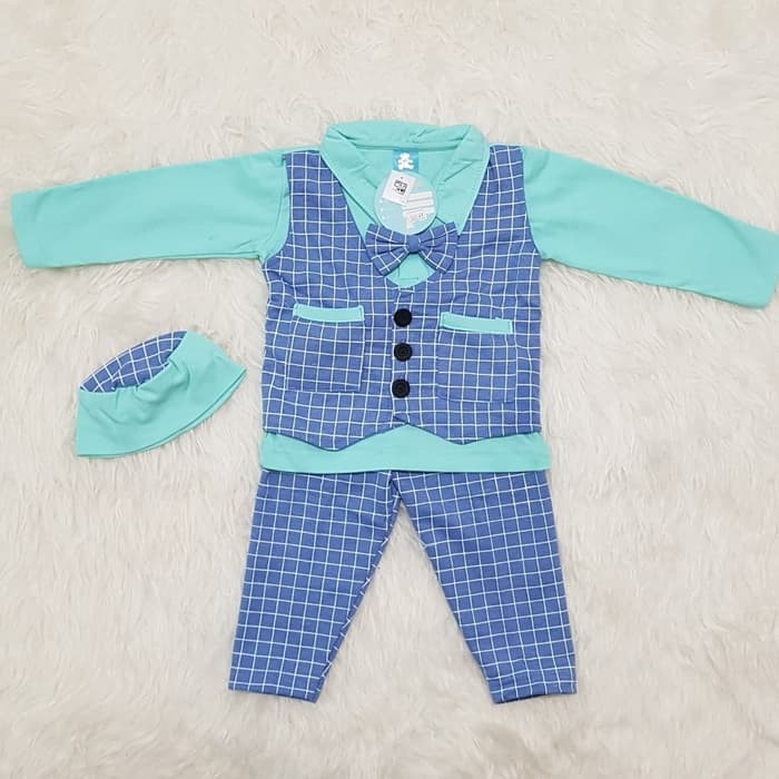 Baju Muslim Koko Anak Bayi Laki Laki Set Peci Rompi