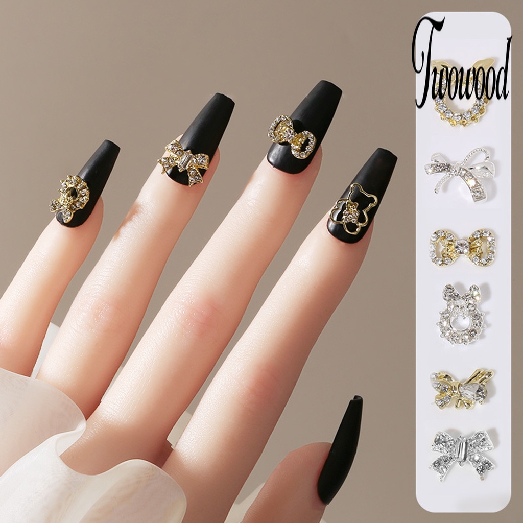 20pcs Ornamen Kuku Bentuk Pita Bahan Alloy Tahan Karat Untuk Dekorasi Manicure