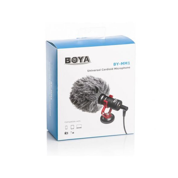 BOYA MICROPHONE YOUTUBER BY-MM1 MICROPHONE CARDIOLD SHOTGUN MIC DSLR/HANDHONE-MM1 OEM