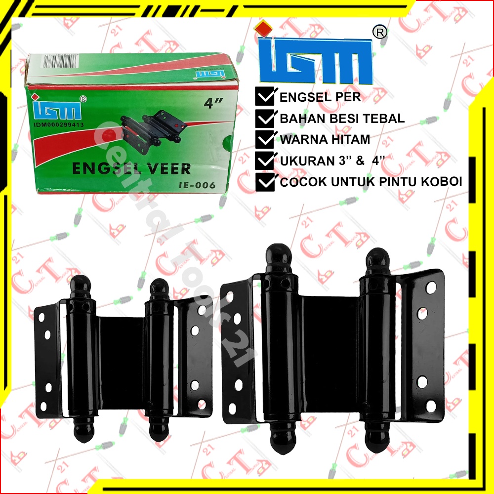 Engsel Per Pintu Koboi Hitam Besi Tebal 3" 4" IGM