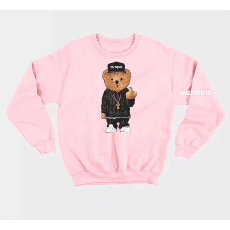 HIP-HOP TEDDY BEAR SABLON PRINTING BAHAN FLEECE
