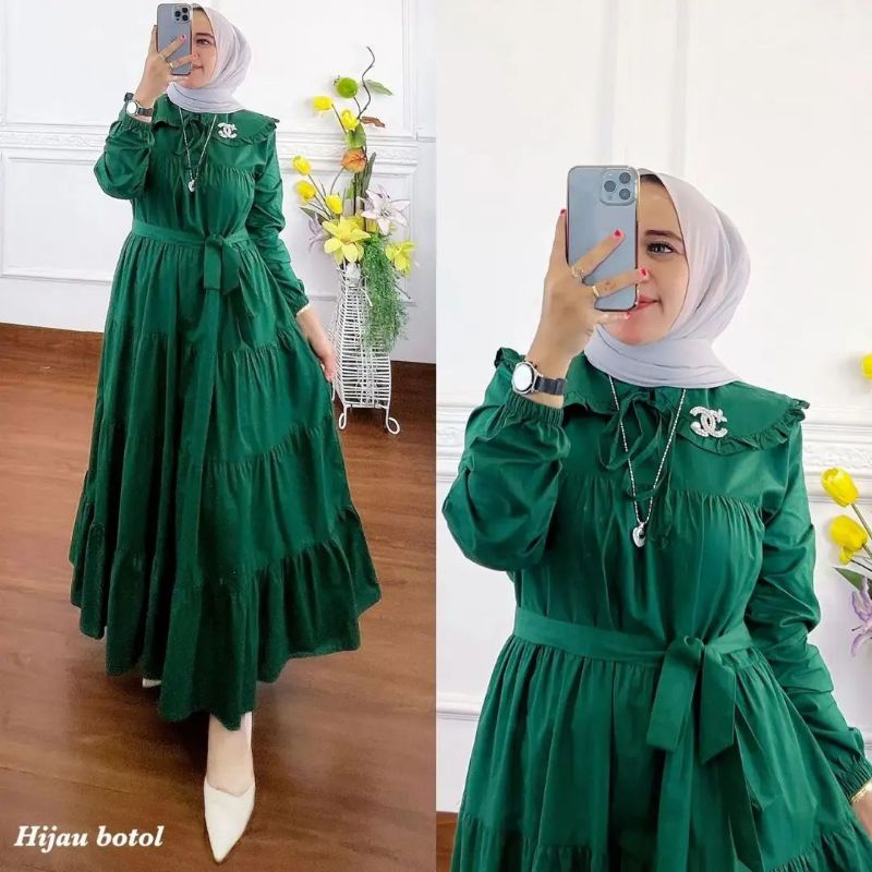 AMORA DRESS KATUN RAYON FIT L XL/KIRANTI DRESS/GAMIS MUSLIM WANITA TERBARU COTTON RAYON/FAR MOSLEMSTORE