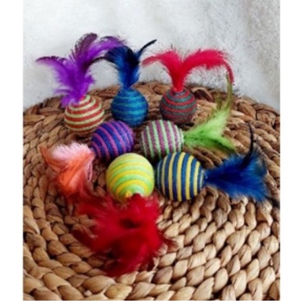 BOLA TALI BULU - Mainan Kucing Bola Kucing Bola Gigit Kucing Bola Bulu Kucing KECIL