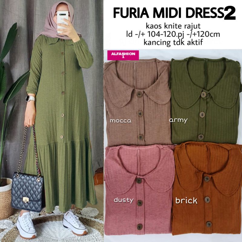 Furia midi dress kaos knite rajut by Alfashion