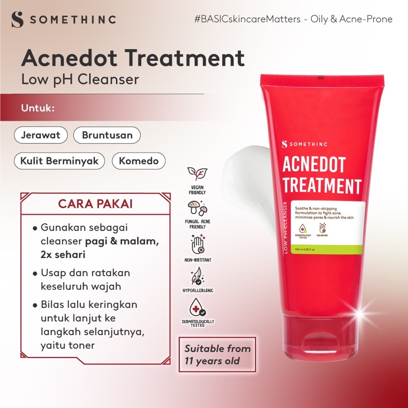 SOMETHINC ACNEDOT Treatment Low pH Cleanser | Toner | Treatment Moisturizer Gel | Shot AC Spot Gel - Rangkaian Kulit Berjerawat Acne Treatment