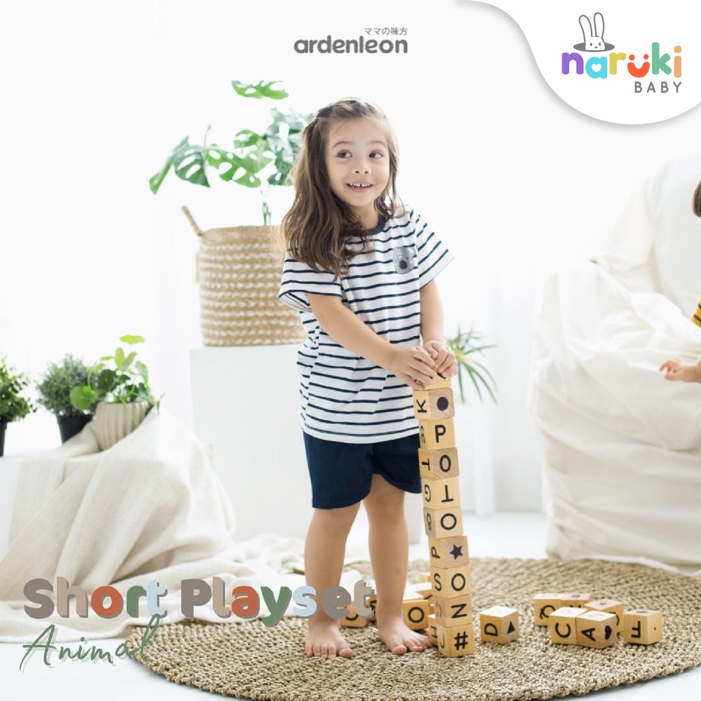 Ardenleon Short Playset Animal Stripe Kid Arden Leon Baju Setelan Anak