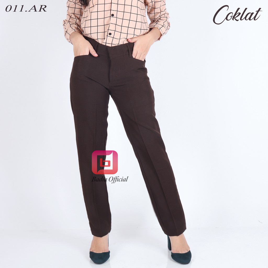 celana formal kerja kantor bahan ikat pinggang kancing semiwool korean gracella jumbo wanita premium