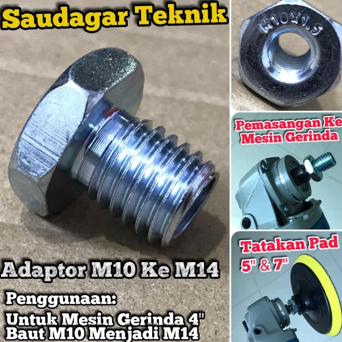 ] Adaptor M10 Ke M14 Adapter Velcro M 10 Ke M 14 Mesin Gerinda