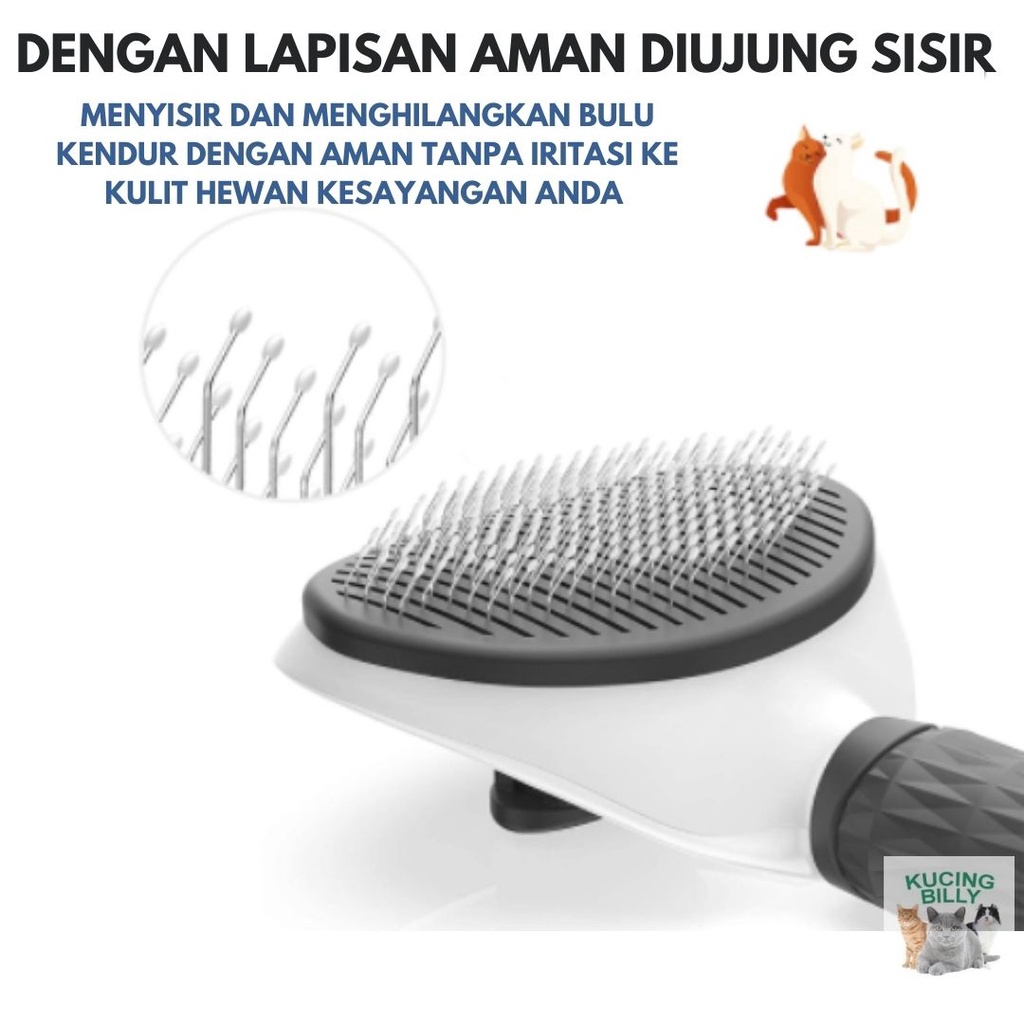 Sisir kucing anjing Hair Pet Brush with Button