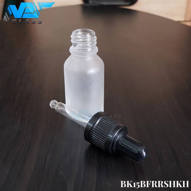 botol pipet kaca frosted 15ml - ring hitam segel