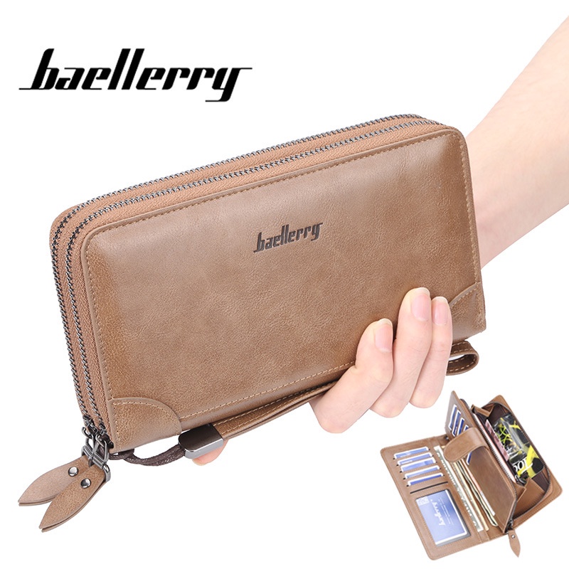 [BISA COD] BAELLERRY S6702 Dompet Pria Wanita Panjang Bahan Kulit PU Leather Premium