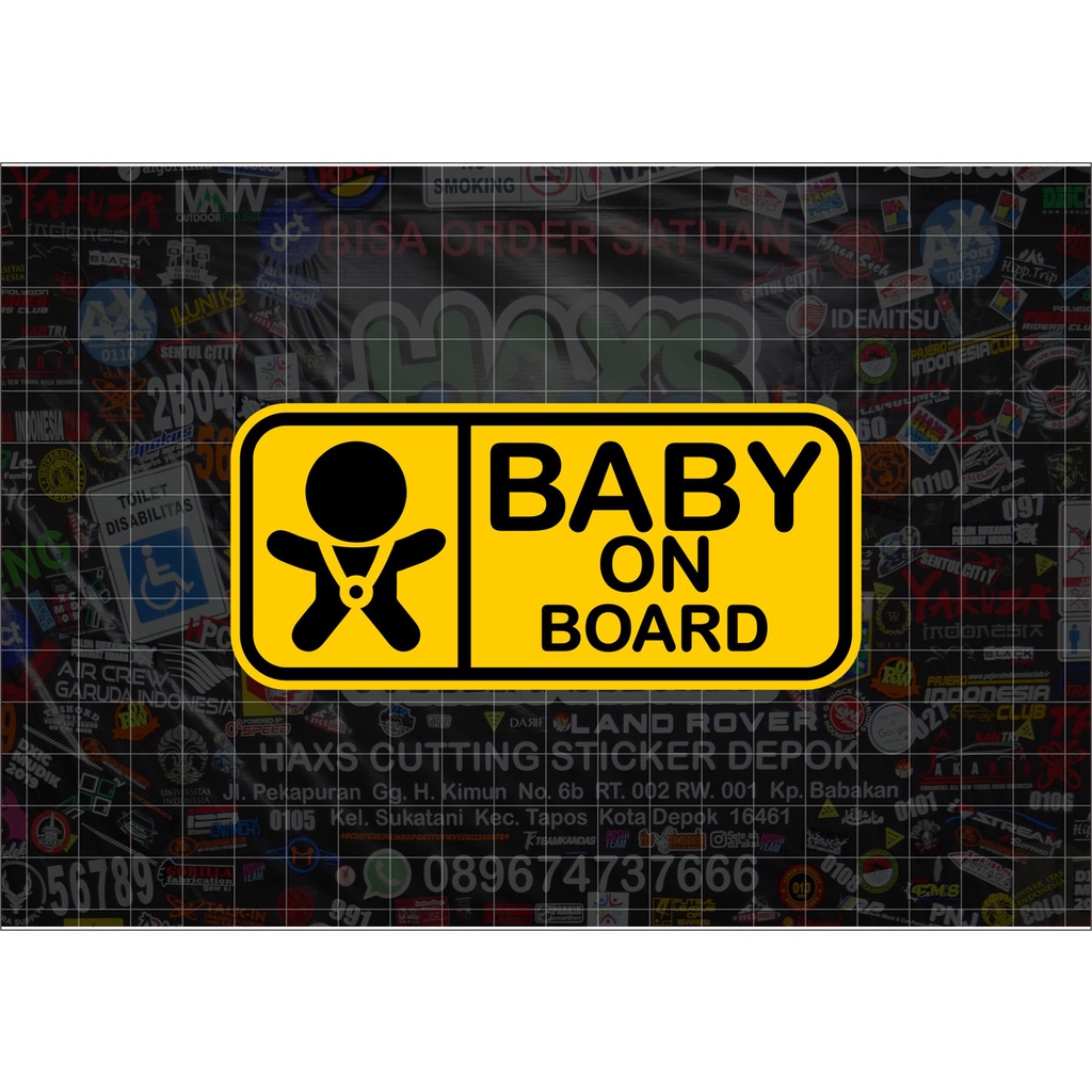 Cutting Sticker Baby On Board Ukuran 12 Cm Untuk Kaca Belakang Mobil