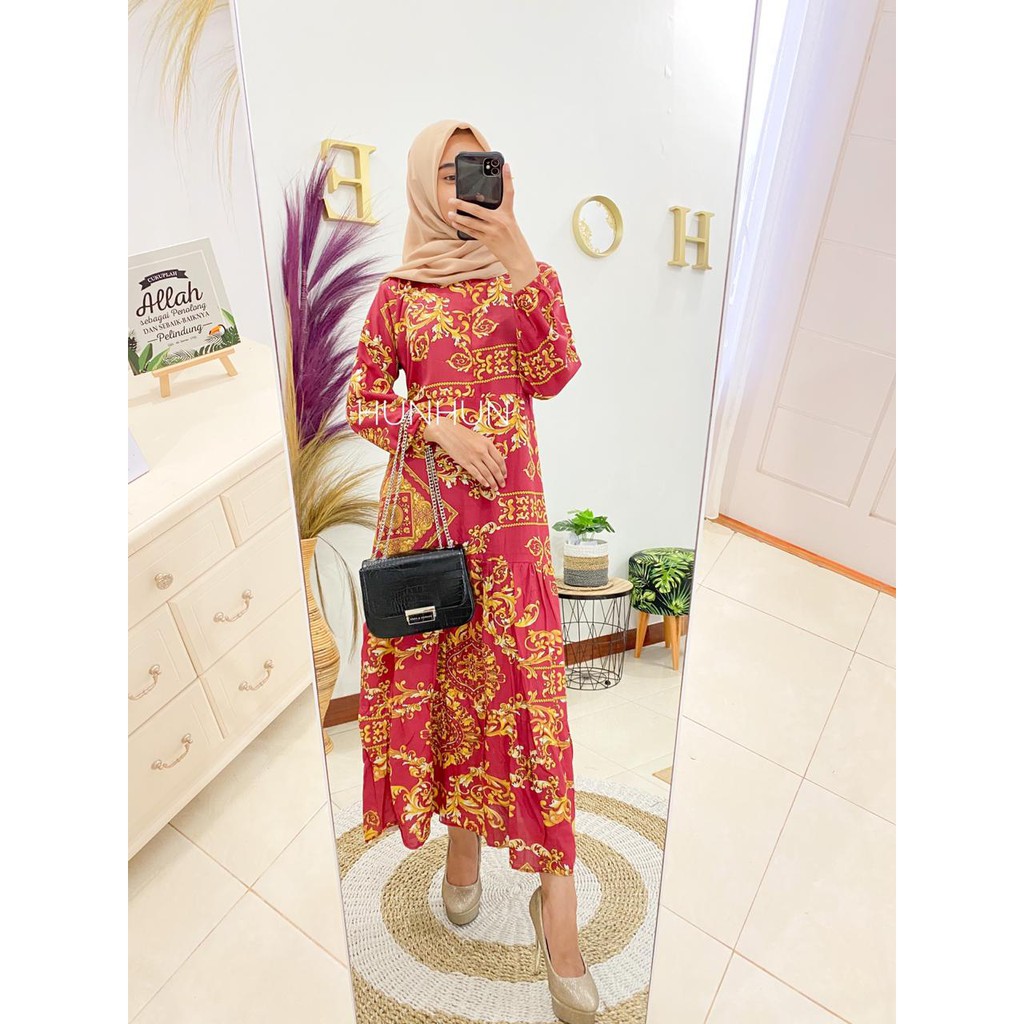 SULTAN MAXY DRESS PUSATGROSIR_SOLO/ HOMEY DRESS RAYON MOTIF ABSTRAK TERMURAH HITS SELEBGRAM