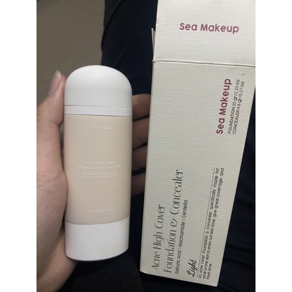sea makeup acne high cover 2 in 1 foundation and concealer dan eyebrow 3 in 1