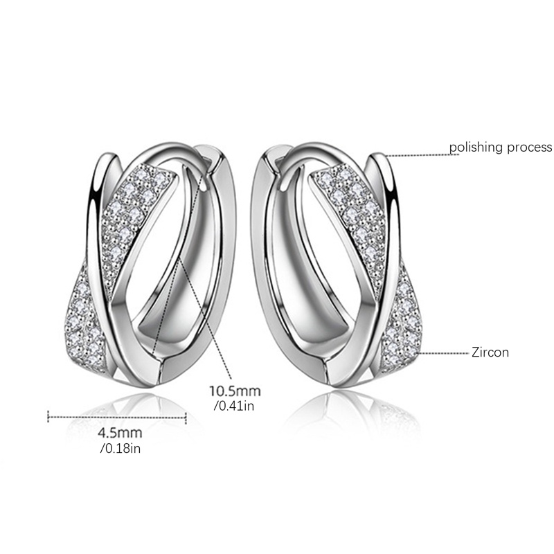 Anting Hoop Kristal Bahan 925 Silver Needle Untuk Wanita