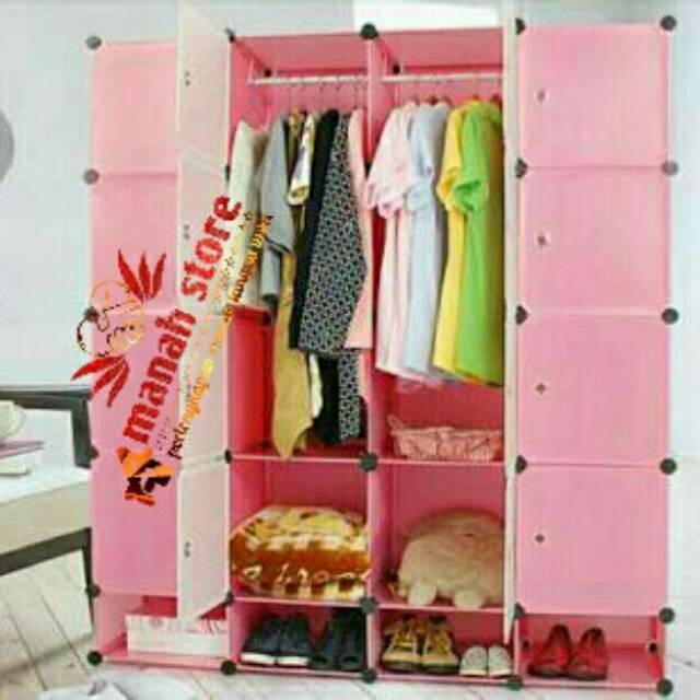 READY  store Lemari rak plastik pp, lemari rakit plastik, kabinet,besar, 16 box plus 4 rak sepatu