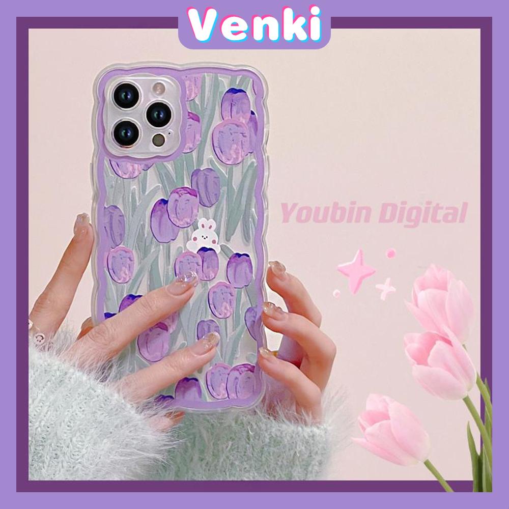 iPhone Case Silicone Soft Case Clear Case Wave Non-Slip Shockproof Camera Full Coverage Protection Purple Tulip For iPhone 13 Pro Max iPhone 12 Pro Max iPhone 11 iPhone 7 Plus