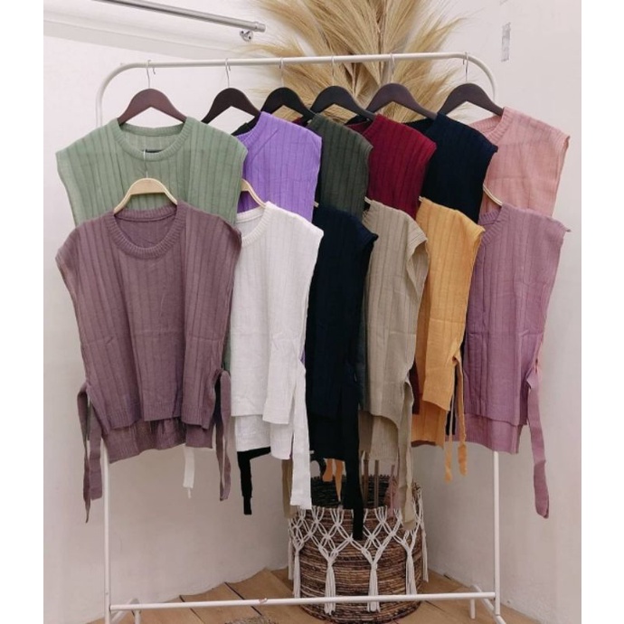 OUTER KEKINIAN/VEST RAJUT TALI MOTIF SALUR/VEST KEKINIAN/VEST HITS