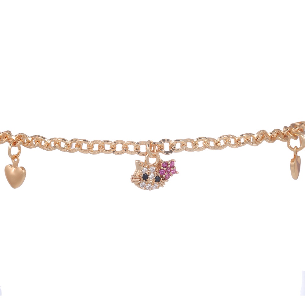 【HOT】Original  Hellokitty Gelang Wanita Titanium Fashion Bracelet Stainless Steel Cewek Gelang Rantai Serut Murah D217