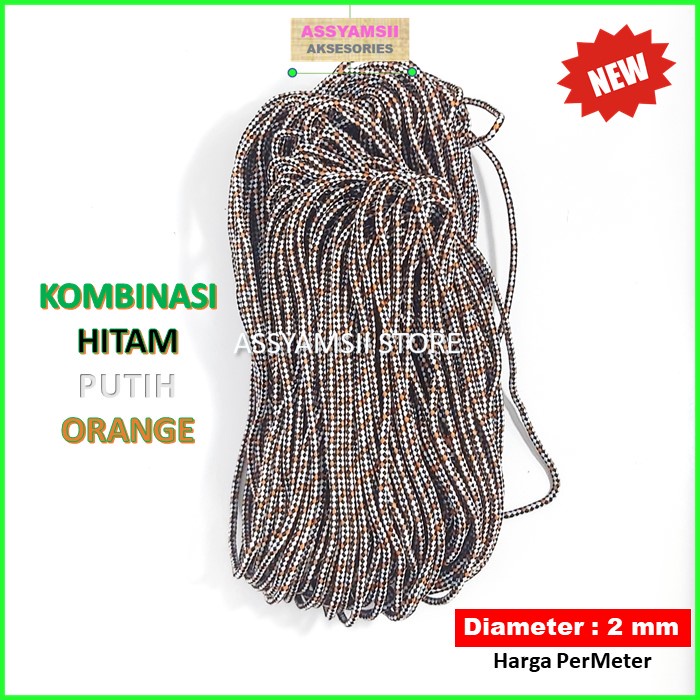 Tali Prusik Kecil Paracord Motif Terbaru Murah Gelang Strap Masker Kalung Tenda Aksesoris Tas Dompet-KOMBINASI HIPUREN