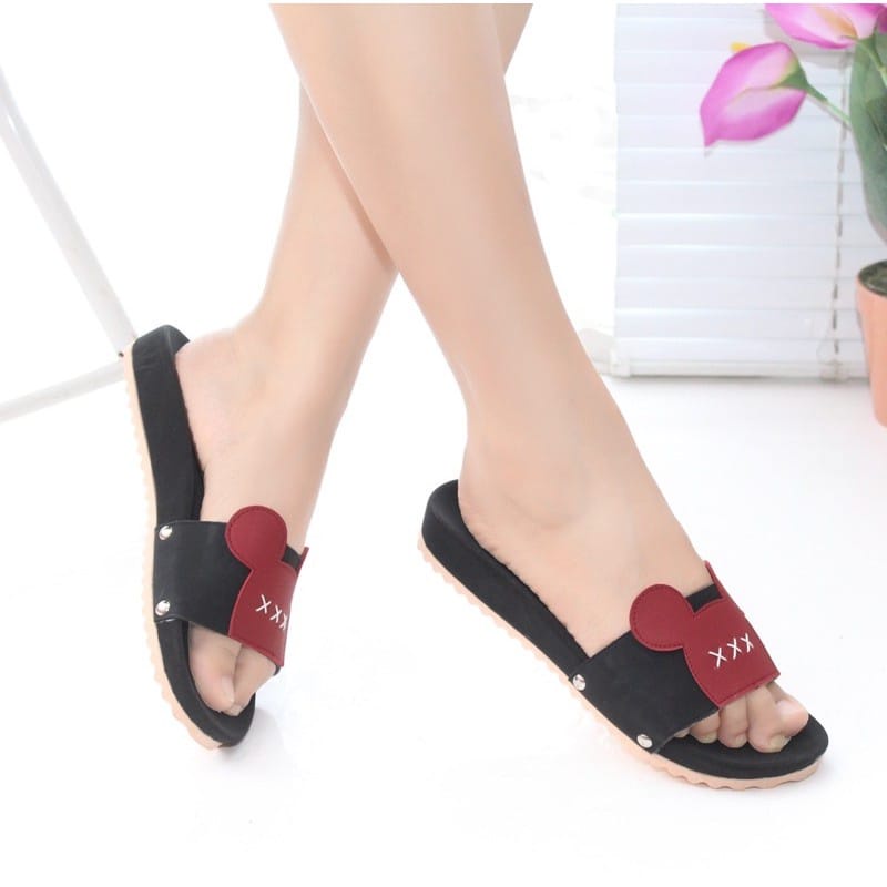 SANDAL SELOP WANITA KARET MOTIF MICKEY PALING MURAH G-01 SANDAL TRENDY