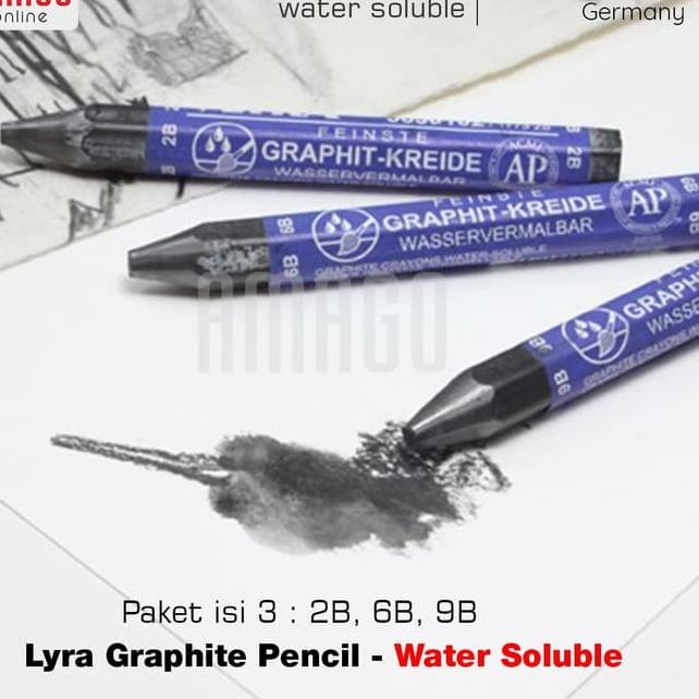 

[KODE PRODUK HDDGB5798] LYRA WATERCOLOUR GRAPHITE PASTELS - WATER SOLUBLE (LARUT DI AIR) PAKET ISI 3 - 2B/6B/9B - L563010X