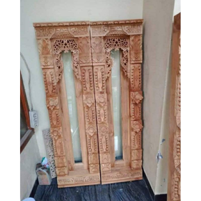 pintu jendela kamar rumah gebyok ukir jati jepara