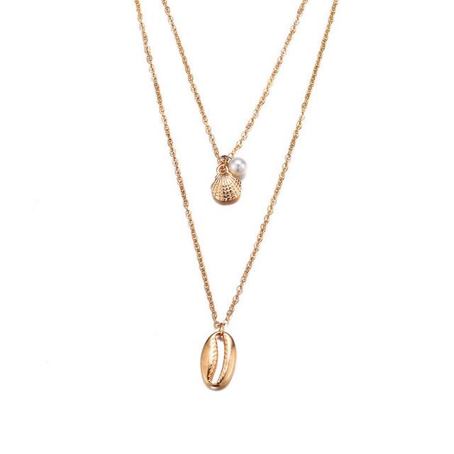17KM Multi-layer Necklace Bohemian Chain Shell Horn Scallop-7#